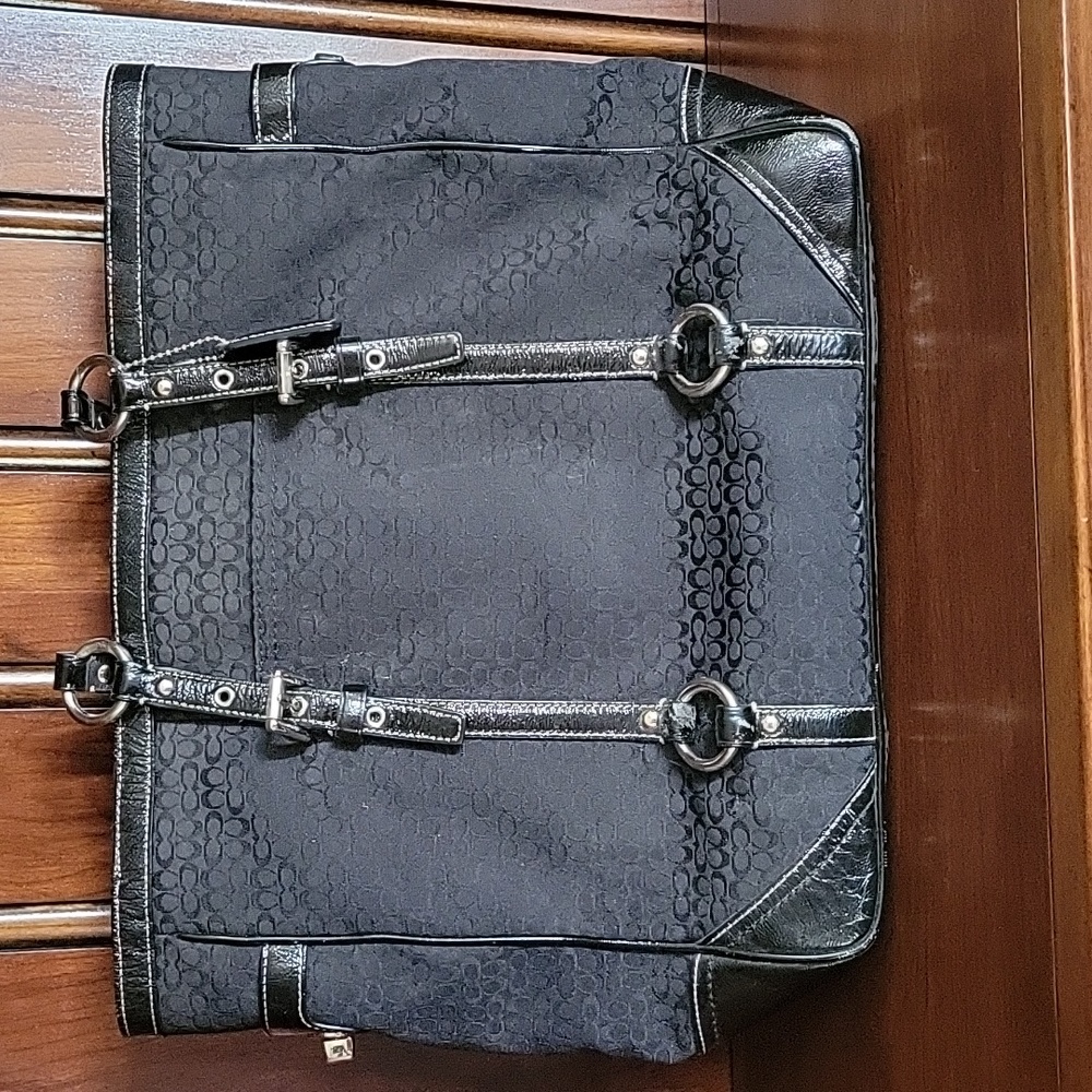 Black small C Coach tote
